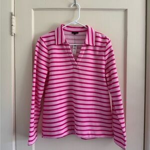 NWT Talbots Pink Striped Long Sleeve Top, Size M